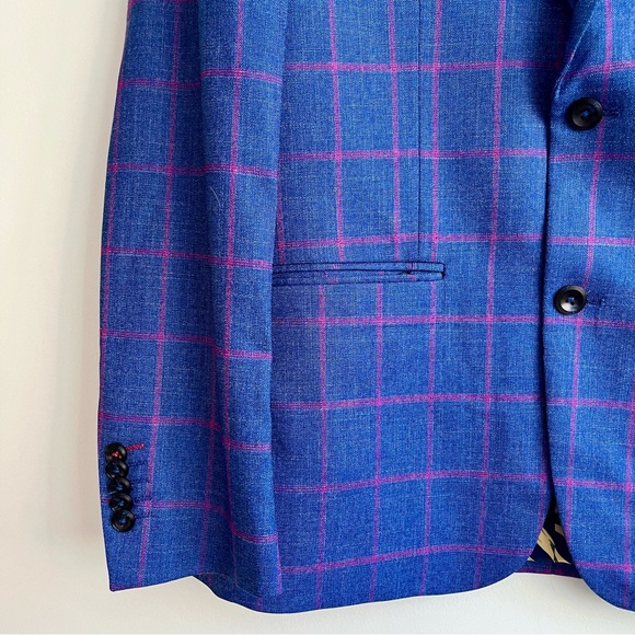 Soul Of London Sports Coat Blazer Size 38R Blue Pink Floral Spring EUC - Picture 9 of 15